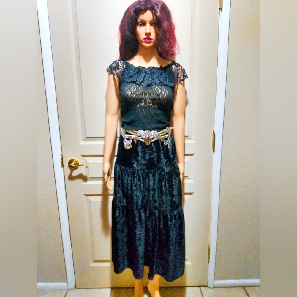 Vintage 90s Velvet Maxi Skirt.